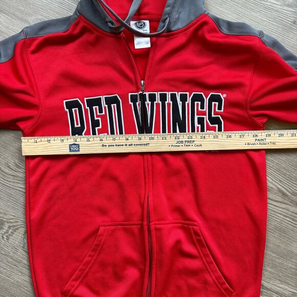 NHL Red Wings Hockey Hooded Zip Up Sweatshirt Mens Small Red Activewear Hoodie - Picture 6 of 10